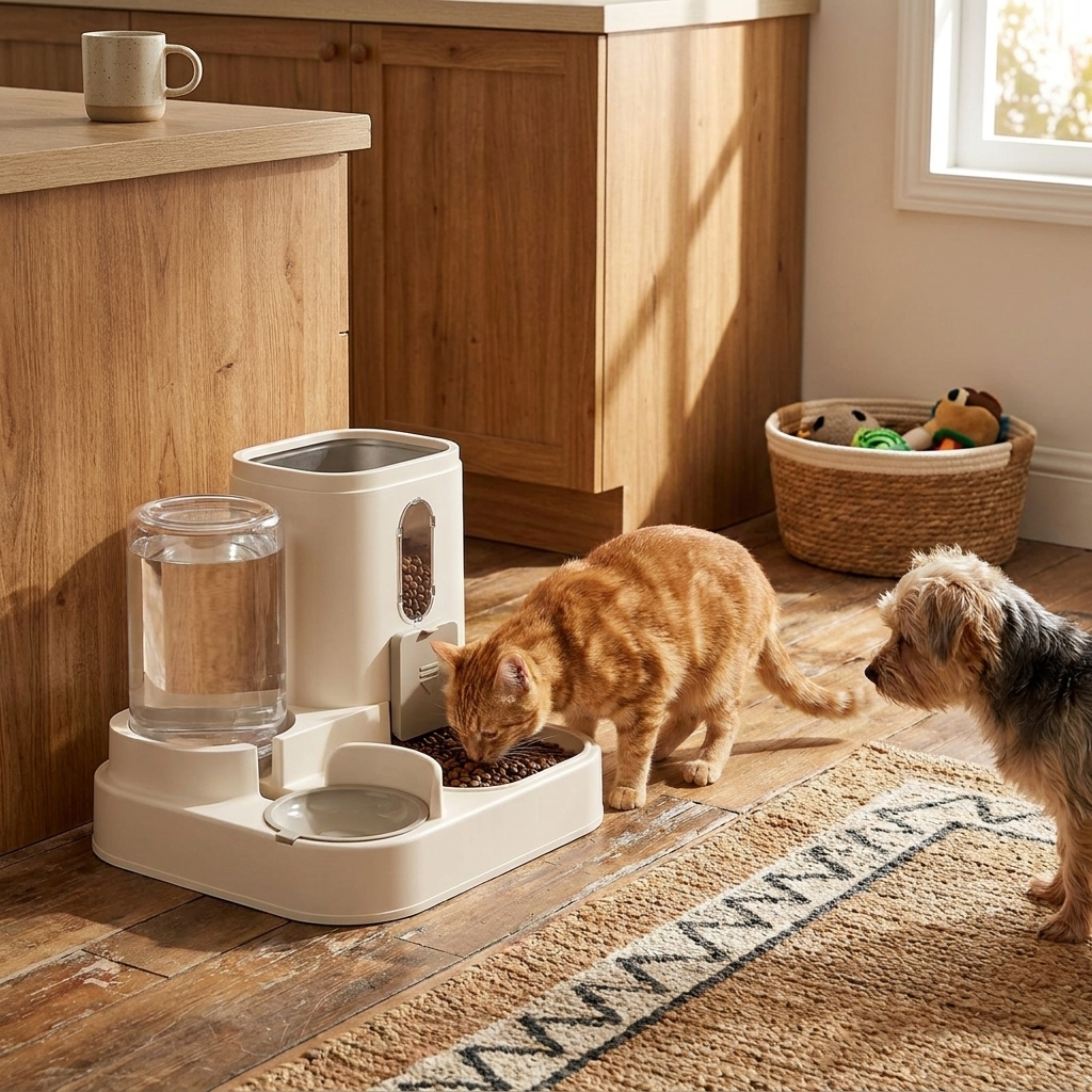 2 in 1 Dog and Cat Feeder with Water Dispenser
